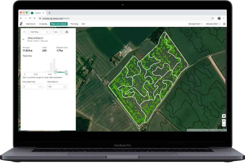 Analysing yield maps in Contour
