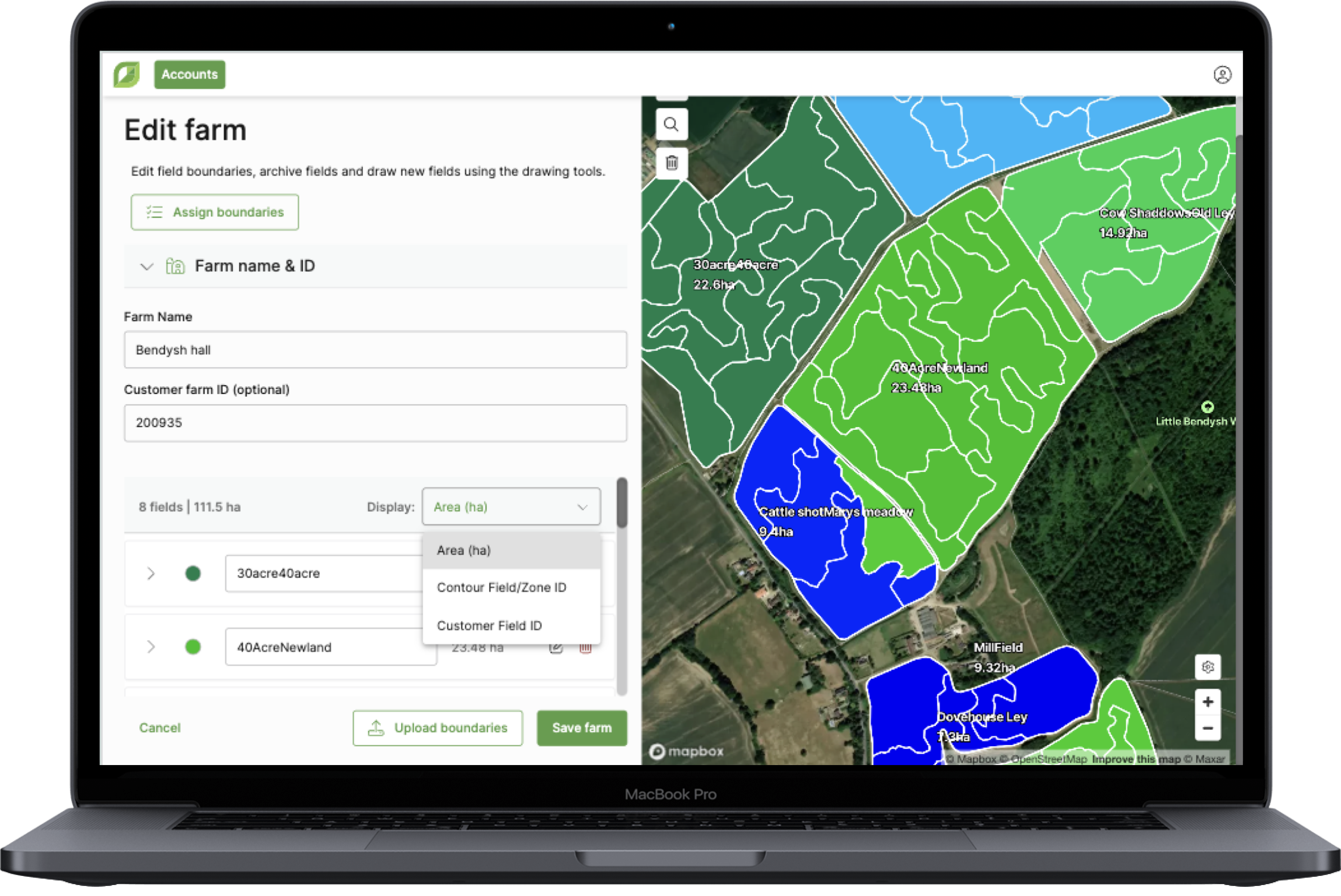 GROW – Field and zone IDs and map settings